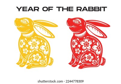 Chinese New Year Rabbit with additional colors of red and gold
