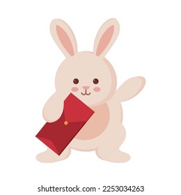 chinese new year rabbit with envelope