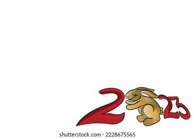 Chinese new year. Rabbit year. New year eve minimal design. Poster and banner ideas. Welcome 2023 with new spirits line art.