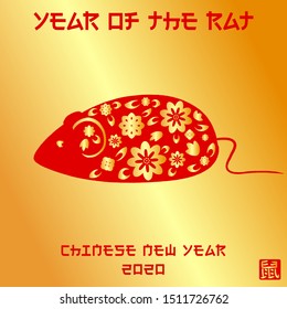 Chinese new year. Year of the rat 2020. Hieroglyph: rat. Rat year
