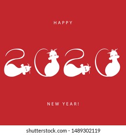 Chinese new year Rats, stylized figures figures of rats drawn by hand. Vector illustration.