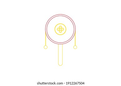 Chinese New Year Rattle Drum Color Line Icon