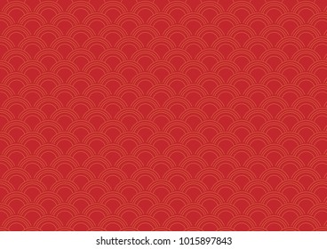 Chinese New Year Red abstract background vector illustration wave water shape golden color sign of lucky in Chinese culture backdrop design