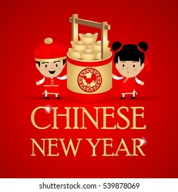 Chinese New Year with red background