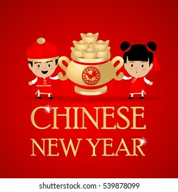 Chinese New Year with red background