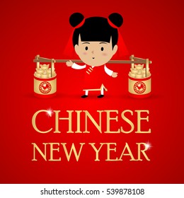 Chinese New Year with red background