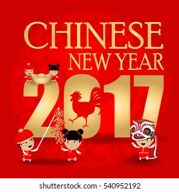 Chinese New Year with red background
