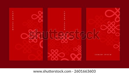 chinese new year red background, banner, wallpaper, cover, texture, backdrop. lunar new year decoration. Ruyi knot, knot, wish, luck, red packet.asia traditional festival template. simple and modern. 