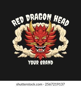 Chinese New Year Red Dragon Head Logo