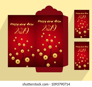 Chinese New Year red envelope flat icon, year of the pig 2019