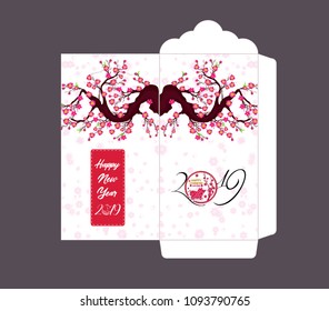 Chinese New Year red envelope flat icon, year of the pig 2019