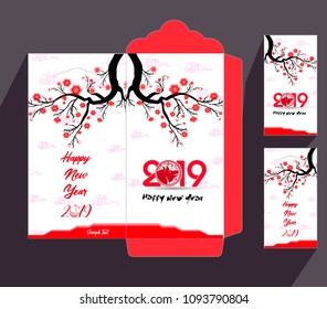 Chinese New Year red envelope flat icon, year of the pig 2019