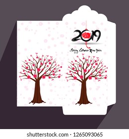 Chinese New Year red envelope flat icon, year of the pig 2019