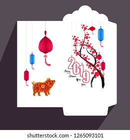 Chinese New Year red envelope flat icon, year of the pig 2019