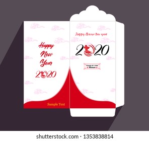 Chinese New Year red envelope flat icon, year of the rat 2020