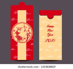 Chinese New Year red envelope flat icon, year of the rat 2020