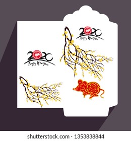Chinese New Year red envelope flat icon, year of the rat 2020