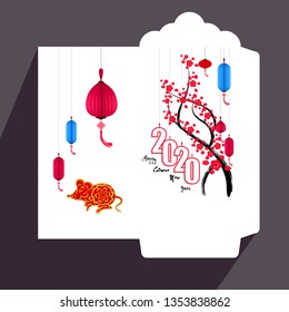 Chinese New Year red envelope flat icon, year of the rat 2020