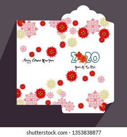 Chinese New Year red envelope flat icon, year of the rat 2020