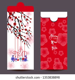 Chinese New Year red envelope flat icon, year of the rat 2020