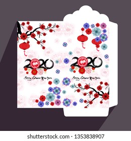 Chinese New Year red envelope flat icon, year of the rat 2020