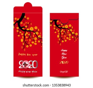 Chinese New Year red envelope flat icon, year of the rat 2020