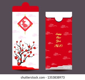 Chinese New Year red envelope flat icon, year of the rat 2020