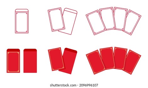 Chinese New Year red envelope, red packet set vector isolated