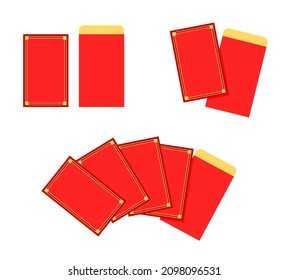 Sobre rojo chino de Año Nuevo, vector de conjunto de paquetes rojos aislado
