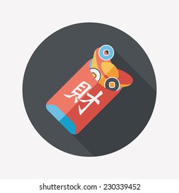 Chinese New Year red envelope flat icon with long shadow,eps10