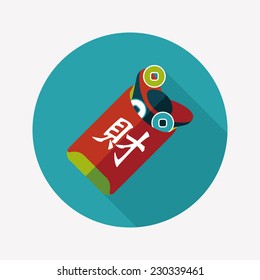 Chinese New Year red envelope flat icon with long shadow,eps10