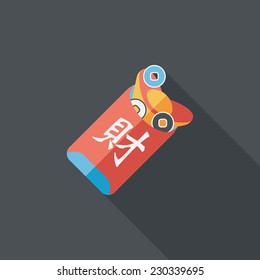 Chinese New Year red envelope flat icon with long shadow,eps10