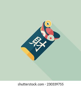 Chinese New Year red envelope flat icon with long shadow,eps10