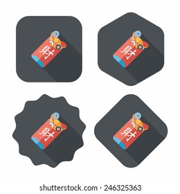 Chinese New Year red envelope flat icon with long shadow,eps10