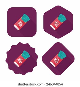 Chinese New Year red envelope flat icon with long shadow,eps10
