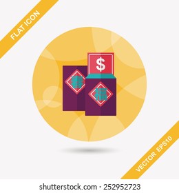 Chinese New Year red envelope flat icon with long shadow,eps10