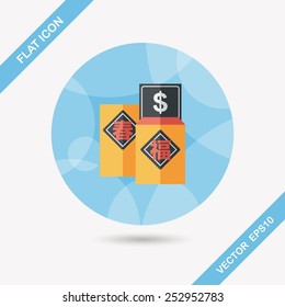 Chinese New Year red envelope flat icon with long shadow,eps10