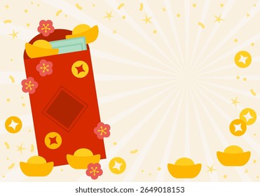 Chinese New Year, Red Envelope. Chinese New year with red envelope and gold money