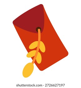 Envelope vermelho chinês Ano Novo simbolizando sorte e dinheiro. Ilustração de vetor plano isolada em fundo branco. Objeto festivo para convites, cartazes ou projetos culturais
