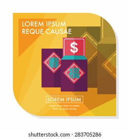 Chinese New Year red envelope flat icon with long shadow,eps10