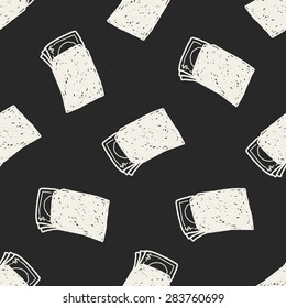 Chinese New Year; red envelope doodle seamless pattern background