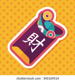 Chinese New Year red envelope flat icon with long shadow,eps10