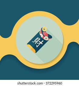 Chinese New Year red envelope flat icon with long shadow,eps10