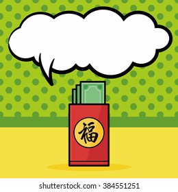 Chinese New Year red envelope doodle, speech bubble