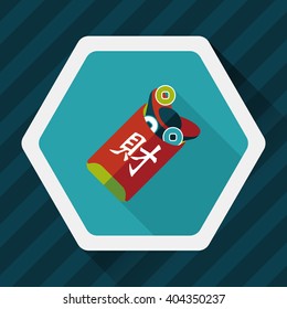 Chinese New Year red envelope flat icon with long shadow,eps10