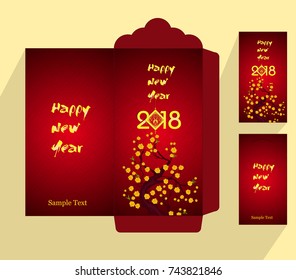 Chinese New Year red envelope flat icon, year of the dog 2018
