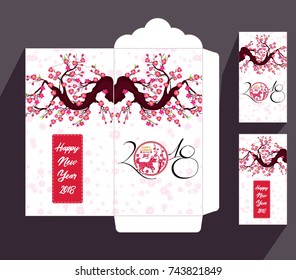 Chinese New Year red envelope flat icon, year of the dog 2018