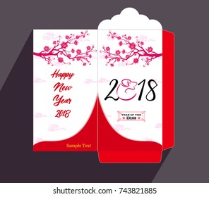 Chinese New Year red envelope flat icon, year of the dog 2018