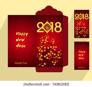 Chinese New Year red envelope flat icon, year of the dog 2018