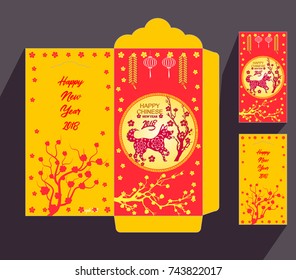 Chinese New Year red envelope flat icon, year of the dog 2018